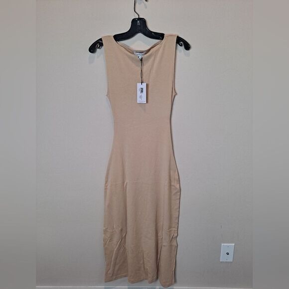 WeWoreWhat Beige Boat Neck Dress Sz S NWT - Picture 1 of 9